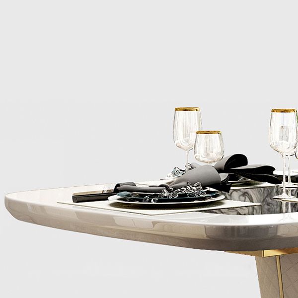 Rectangle Pedestal Dinette Table Traditional Luxury Faux Marble Dinner Room Table Clearhalo 'Dining Tables & Seating' 'Dining Tables' 'dining_table' 'furn' 'furn_dining_table' 'Furniture' 'Kitchen & Dining Furniture' 1200x1200_70a8b8a7-d13c-446d-8e00-146a1bab6949