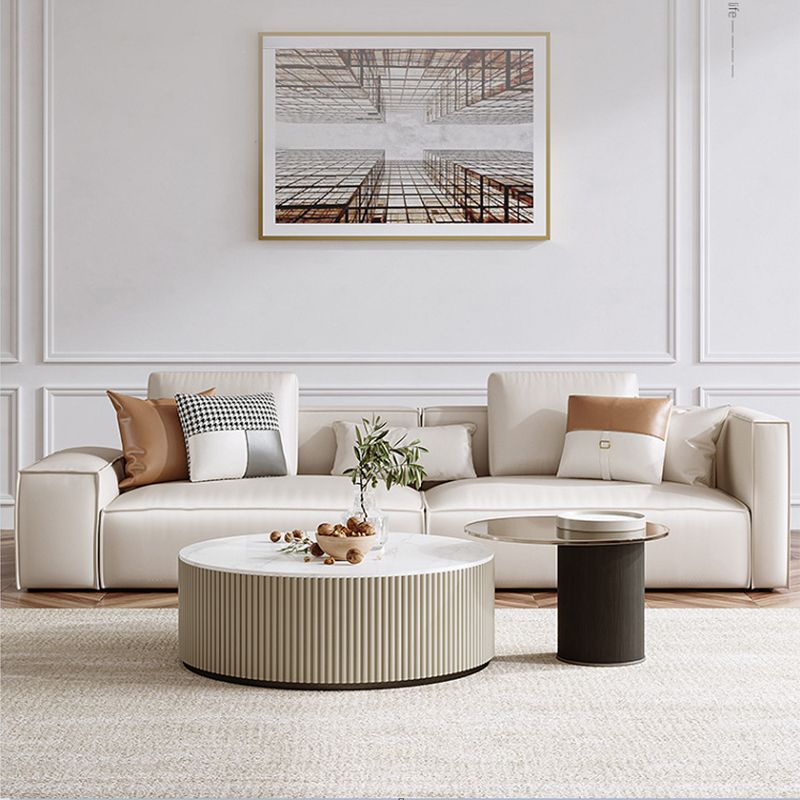 Square Armrest Latex/sponge Upholstered Tech Fabric Upholstered Off-white Sofa Clearhalo 'furn' 'furn_sofas' 'Furniture' 'furniture_sofas' 'kitchen' 'kitchen_sofas' 'Living Room Furniture' 'Sofa' 'sofas' 1200x1200_70a95547-492e-40f3-a369-026f2f47a523