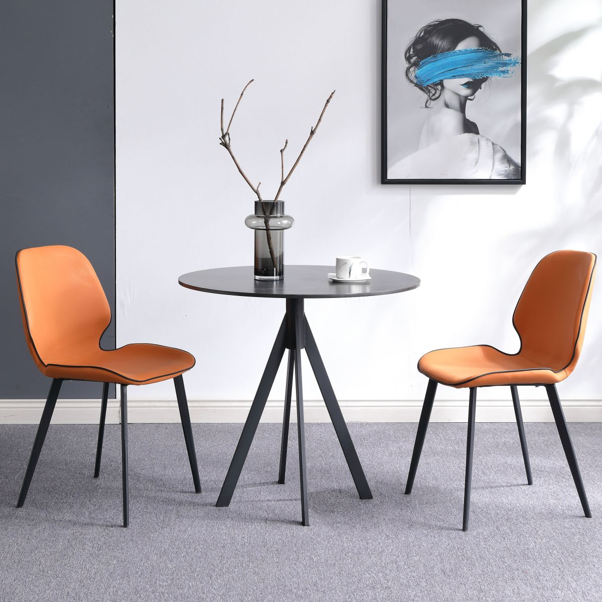 Round Sintered Stone Two-Color Dining Table Simplicity 4 Legs Table for Dining Room Clearhalo ' dining_table' 'Dining Tables & Seating' 'Dining Tables' 'furn' 'furn_dining_table' 'Furniture' 'furniture_dining_table' 'Kitchen & Dining Furniture' 'kitchen&dining_furn' 'kitchen' 'kitchen_dining_table' 1200x1200_70a9af2b-de2f-4759-8425-e682b02c2d18