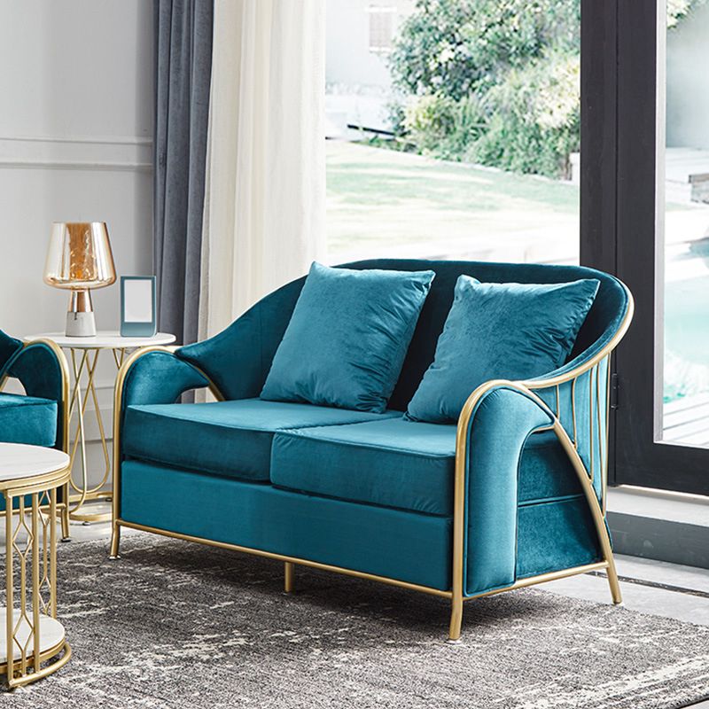 Canapé à bras en pente en velours avec dos serré pour le salon 34,65 "h