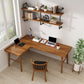 Solid Wood Corner Writing Desk Modern 29.53-inch Tall Office Desk with H-Base