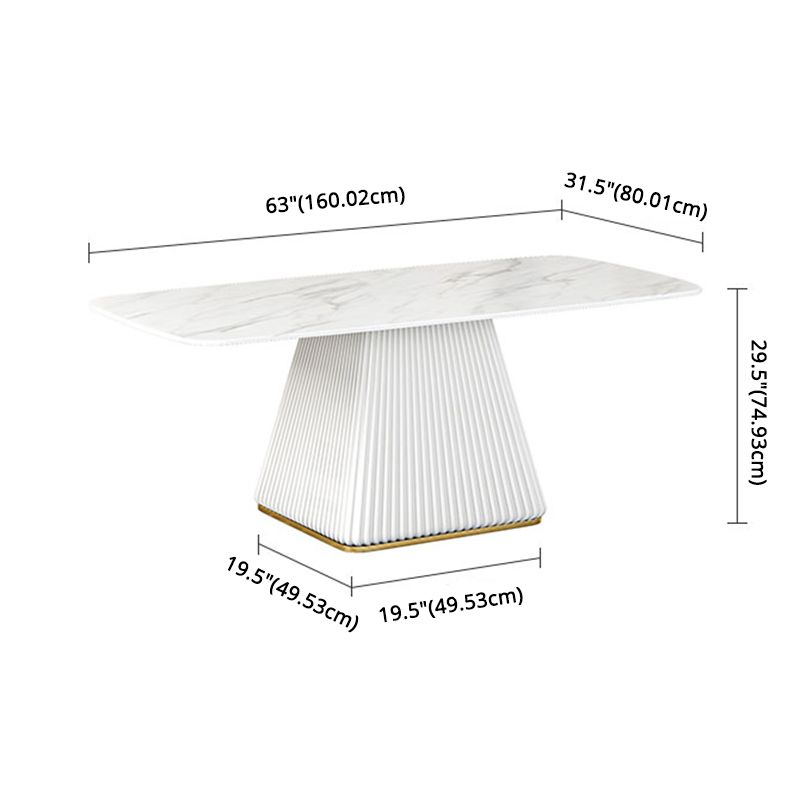 Glam Dining Room Set with¬†Rectangle Sintered Stone Top and Pedestal Base Dining Furniture Clearhalo 'Dining Room Sets' 'Dining Tables & Seating' 'dining_room_set' 'furn' 'furn_dining_room_set' 'Furniture' 'furniture_dining_room_set' 'Kitchen & Dining Furniture' 'kitchen&dining_furn' 'kitchen' 1200x1200_70ac9ef6-9dc8-4ba0-8237-87afc9b28f48