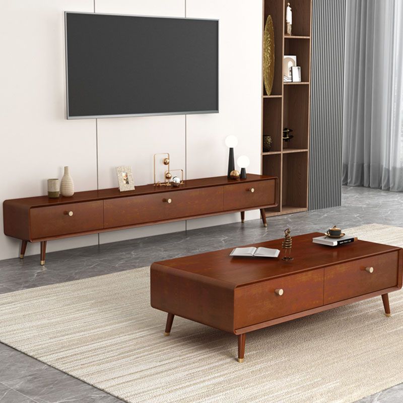 Solid Wood 13.78" H TV Stand Nordic 2 Drawers TV Stand Console Clearhalo 'furn' 'furn_tv_stands_entertainment_centers' 'Furniture' 'Living Room Furniture' 'TV Stands & Entertainment Centers' 'TV Stands & Media Storage Furniture' 'tv_stands_entertainment_centers' 1200x1200_70ad6498-a0e1-4899-995d-e6b2fd643bea
