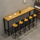 Mesa de altura de barra industrial, mesa de pub tipo bistró con tapa de madera maciza y base de caballete