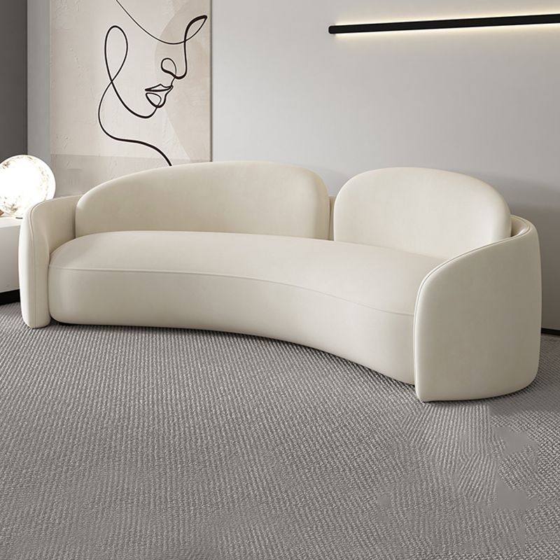 Contemporary Fabric Living Room White Cushions Tuxedo Arm Seating