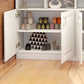 Wit gefabriceerde houten keukenwijnhouder met opbergkast