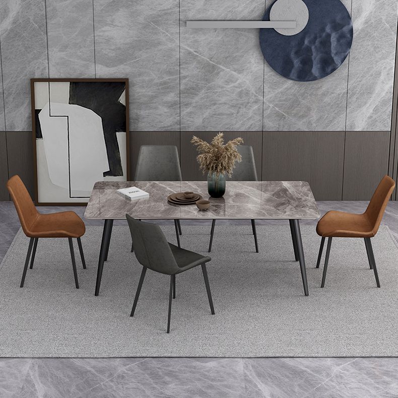 Industrial Style Sintered Stone Dining Table Carbon Steel 4 Legs Base Rectangle Table for Home Clearhalo ' dining_table' 'Dining Tables & Seating' 'Dining Tables' 'furn' 'furn_dining_table' 'Furniture' 'furniture_dining_table' 'Kitchen & Dining Furniture' 'kitchen&dining_furn' 'kitchen' 'kitchen_dining_table' 1200x1200_70afef01-784f-49c9-a0b8-768f07605db4