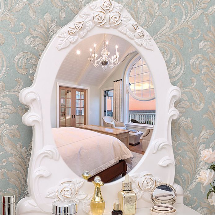 Victorian Bedroom With Drawer Mirror Solid Wood Makeup Vanity Set Clearhalo 'Bedroom Furniture' 'furn' 'furn_makeup_vanities' 'Furniture' 'Makeup Vanities' 'makeup_vanities' 1200x1200_70b0ee6c-837b-449f-bfe0-a702e286eba3