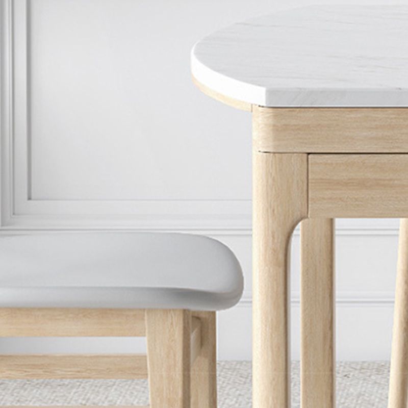 Modern Dining Round Table Stone Table with Wooden Legs for Home