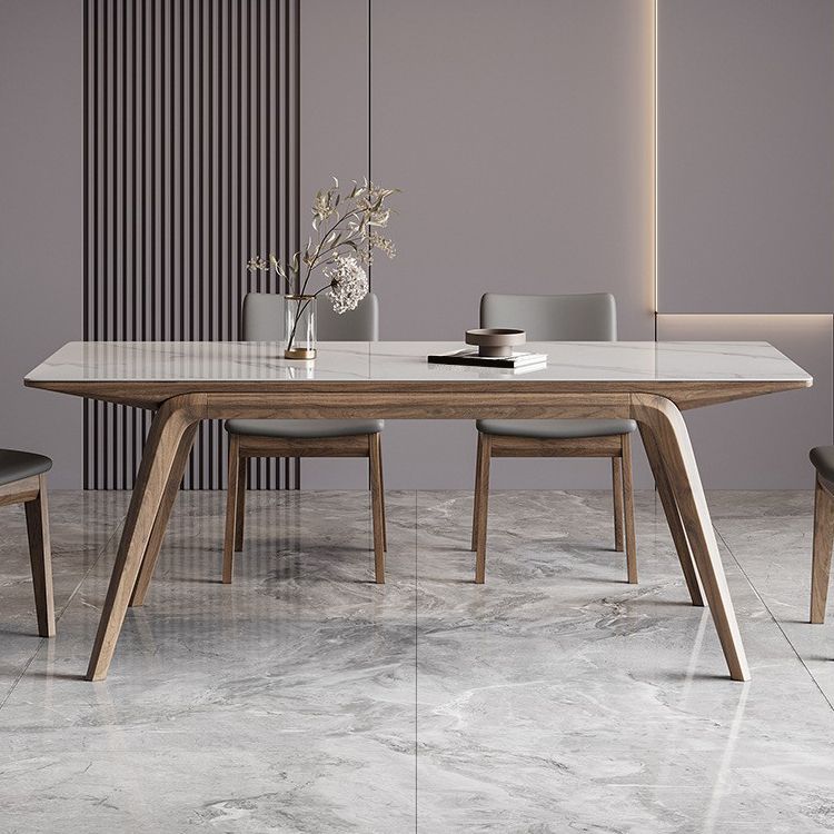 Mesa de comedor industrial Mesa de comedor rectangular de piedra en blanco