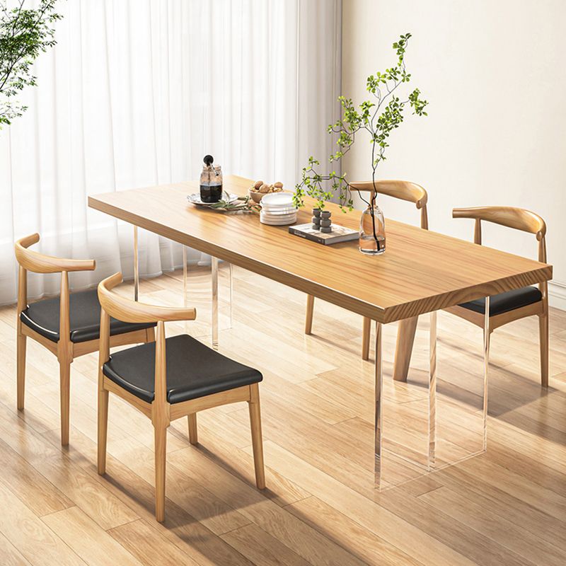 Juego de mesa de comedor acrílico moderno 1/2/5/7 PCS Set de muebles de comedor de madera natural