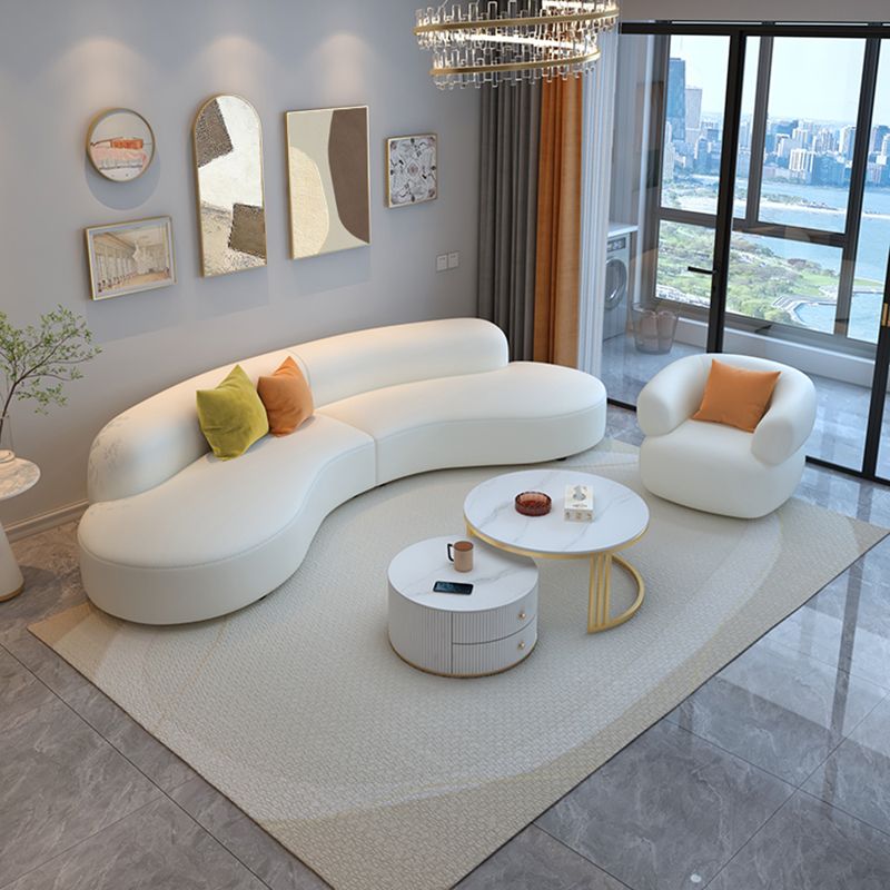 Coussin de coussin blanc en bois massif en bois incurvé pour le salon