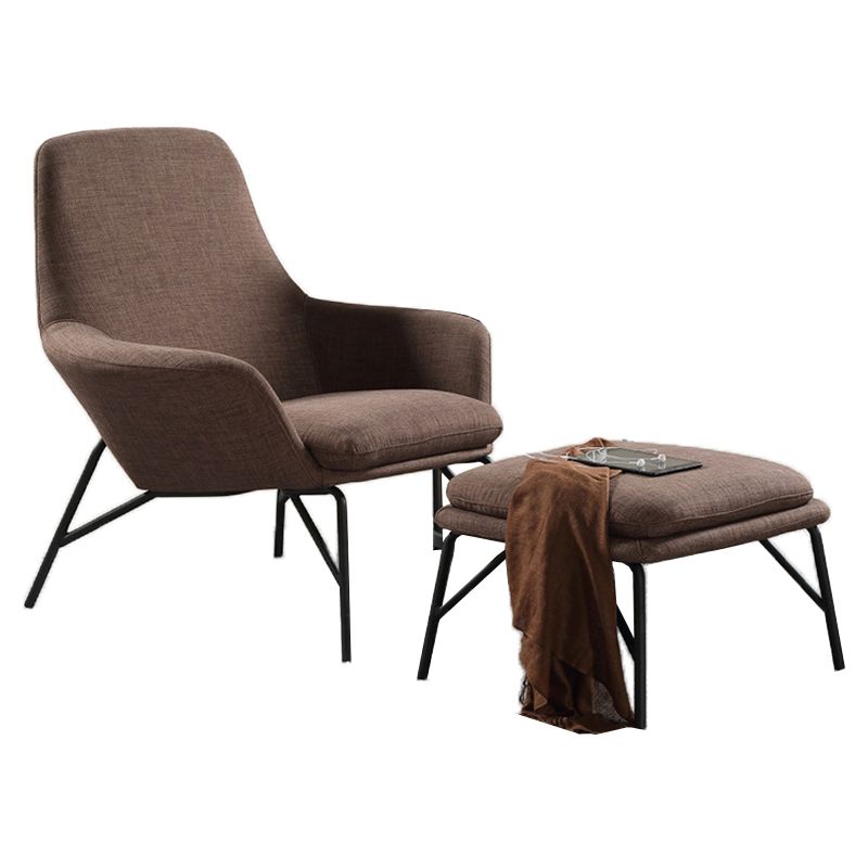 Linen Accent Chair Arms Included Accent Room Chair with Ottoman, 28.34" Wide Clearhalo 'Accent Chairs' 'accent_chairs' 'Chairs & Seating' 'furn' 'furn_accent_chairs' 'Furniture' 'Living Room Furniture' 1200x1200_70b75989-4a9b-4632-8e2e-f458b3914bf4