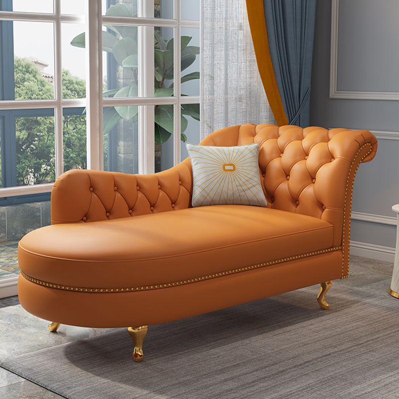 Chaise à bras roulés de style traditionnel en simili cuir pour salon
