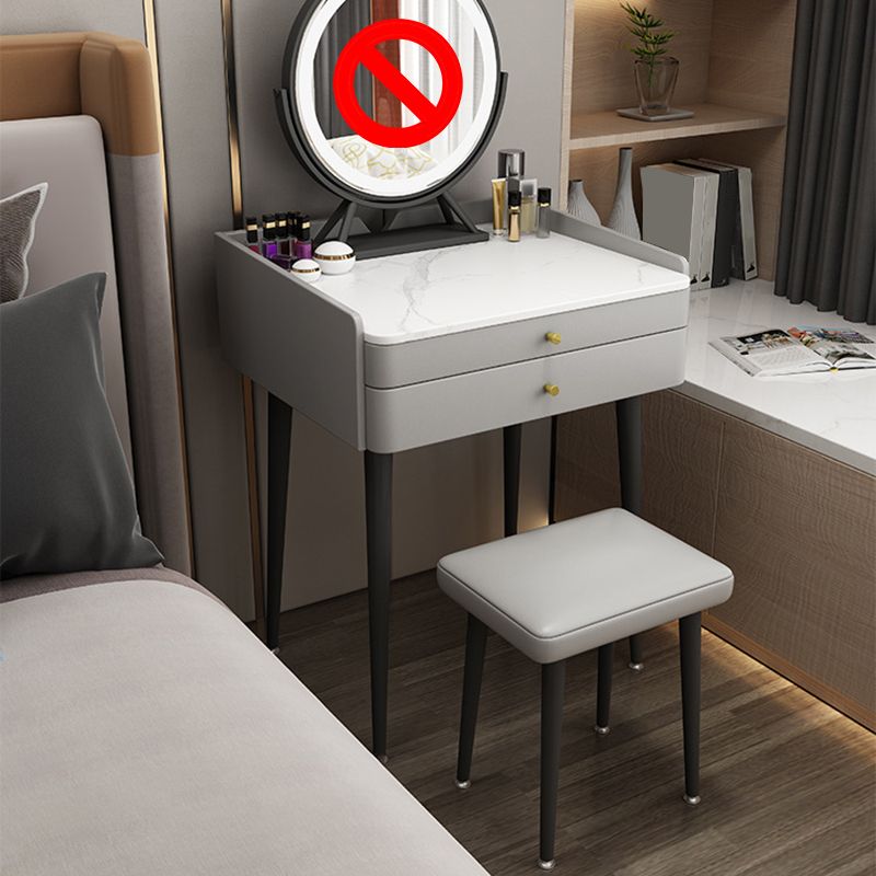 Table de vanité en pierre avec 2 tiroirs de rangement 17,32 "de large table de maquillage de large