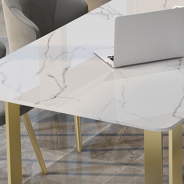 Glamstil -Schreibtisch weiß gebogen