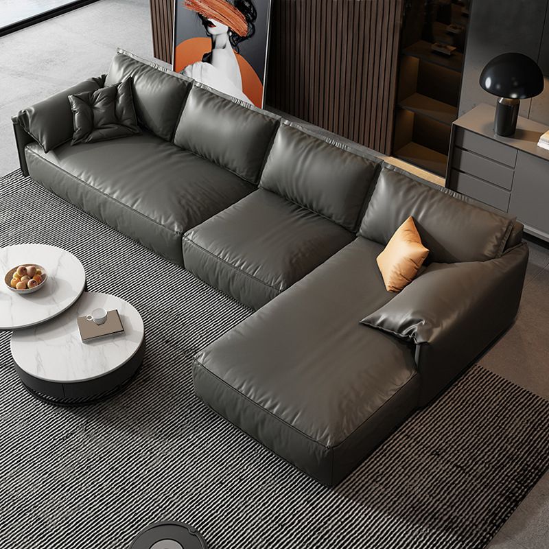 黒い本物の革のクッションバックセクション70 "木材の固定セクション