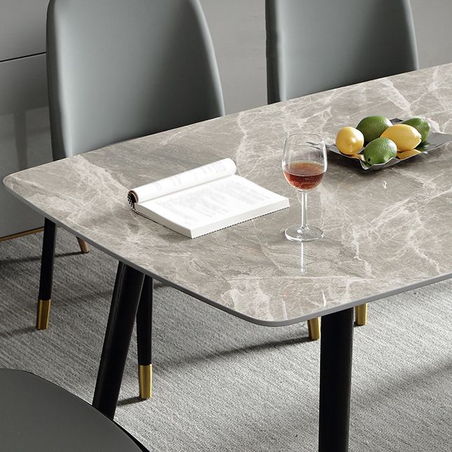 Stone Top Dining Table Modern Dining Table with 4 Black Legs Clearhalo ' dining_table' 'Dining Tables & Seating' 'Dining Tables' 'furn' 'furn_dining_table' 'Furniture' 'furniture_dining_table' 'Kitchen & Dining Furniture' 'kitchen&dining_furn' 'kitchen' 'kitchen_dining_table' 1200x1200_70bf68ff-4a28-4ca5-999e-09988a5ef46a