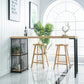 Mesa de bar rectangular estilo Glam, mesa de comedor de madera maciza de pino con almacenamiento
