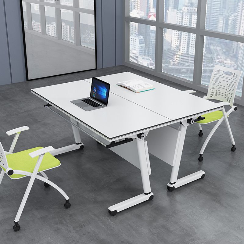 Bureau de bureau en bois contemporain Bureau rectangulaire avec roues lance-roues