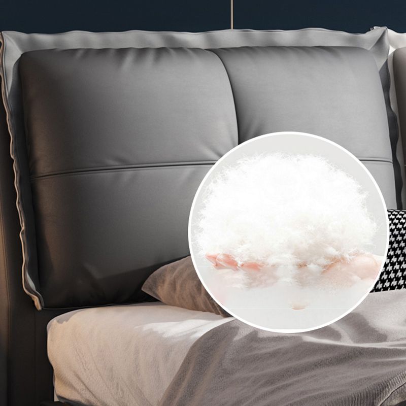 Lit de couleur de couleur unie au milieu du siècle moderne en bois massif en bois massif standard avec tête de lit