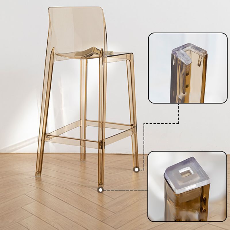 Contemporary Acrylic Low Back Armless Bar Stools with Footrest