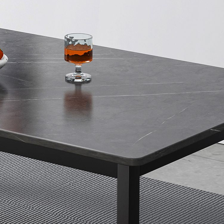 Modern Style Kitchen Rectangle Shape Dining Set Sintered Stone Standard Dining Set in Black Clearhalo 'Dining Room Sets' 'Dining Tables & Seating' 'dining_room_set' 'furn' 'furn_dining_room_set' 'Furniture' 'furniture_dining_room_set' 'Kitchen & Dining Furniture' 'kitchen&dining_furn' 'kitchen' 1200x1200_70c2b2a7-9dcf-4de1-9183-ce5aed60f29e