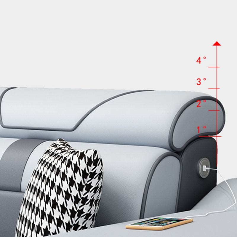 Modern U Faux Leather Sofa with Chaise Recessed Arm Sofa -71.26" D