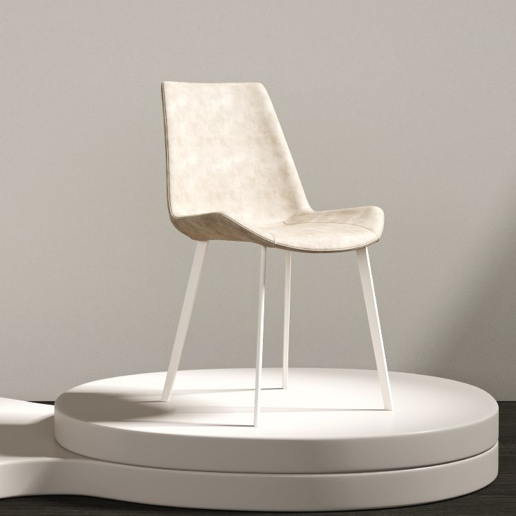 Gamba bianca sedia da pranzo imbottita contemporanea per la casa