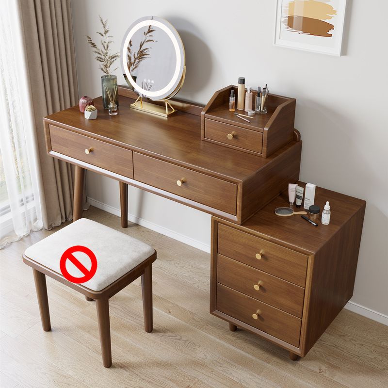 ScandinavianSolid Wood Table Makeup Vanity with Mirror and Drawers
