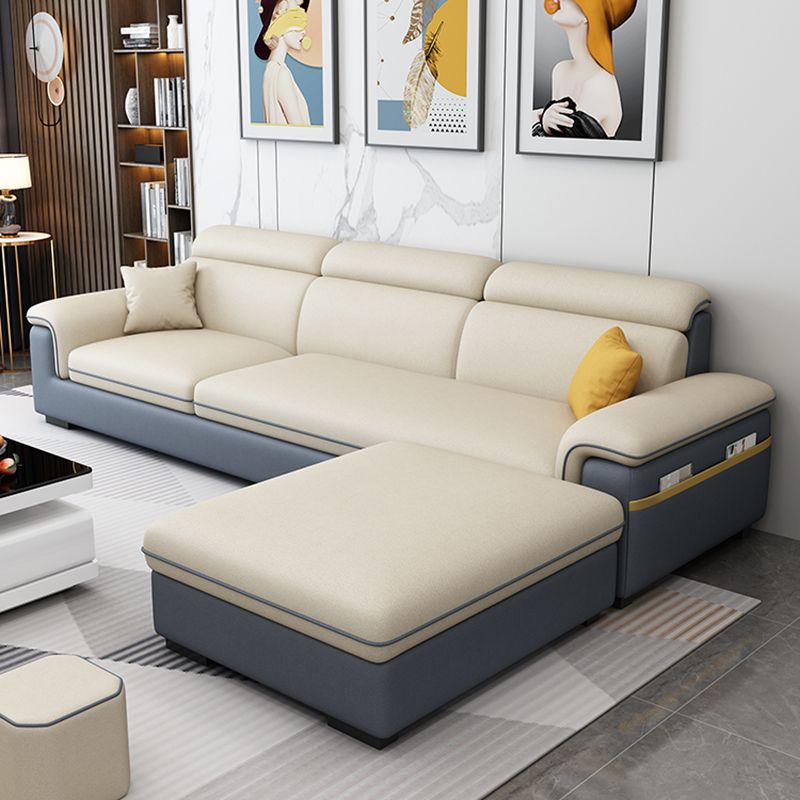 Fabric Pillow Top Arm Sectional Sofa 35.43"High Cushion Back Sofa with Storage Clearhalo 'furn' 'furn_sectionals' 'Furniture' 'furniture_sectionals' 'Living Room Furniture' 'Sectionals' 1200x1200_70cf7840-e9f4-4fd0-b4f6-48bb8d200840