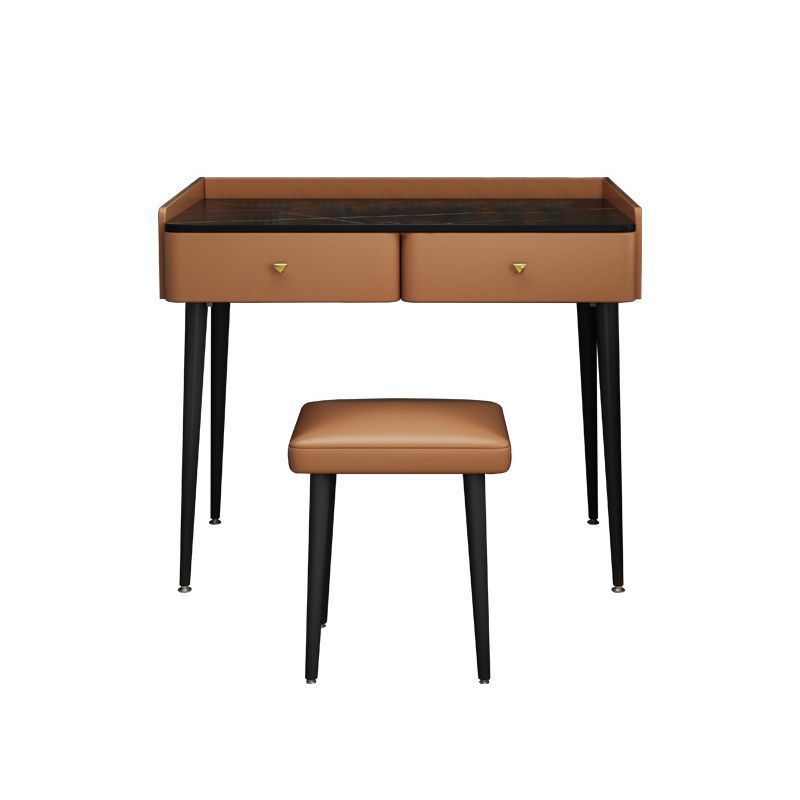 Tocador contemporáneo 2 cajones de almacenamiento tocador con taburetes acolchados