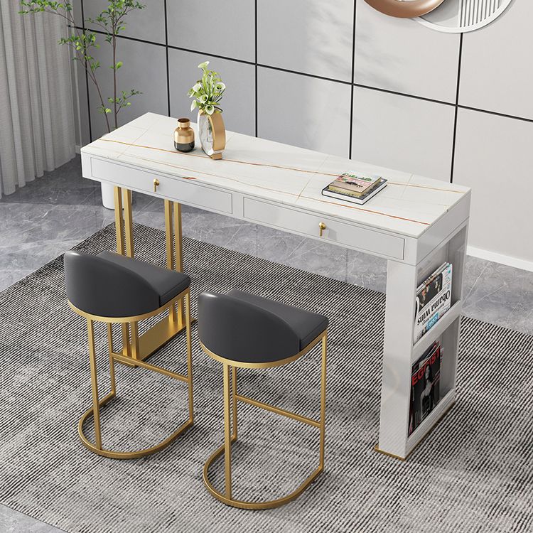 Marble Bistro Bar Table with Rectangle Table Top Double Pedestal Table Clearhalo 'Bar Furniture' 'Bar Tables' 'bar_tables' 'furn' 'furn_bar_tables' 'Furniture' 'Kitchen & Dining Furniture' 1200x1200_70d05aca-f1b1-4406-9ff1-98afebffd18f