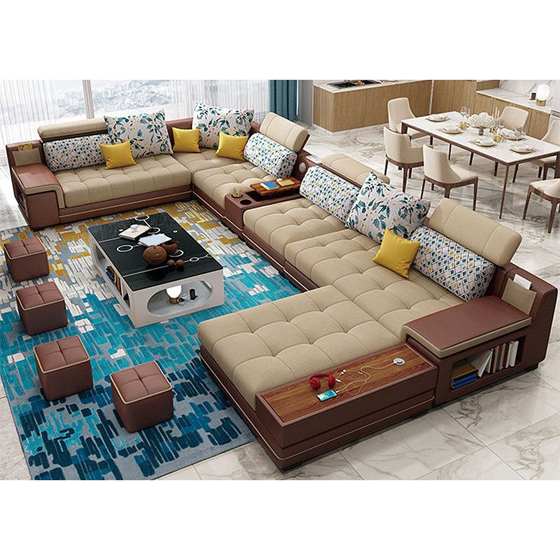 161.42"L x 98.43"W x 35.43"H Sofa Pillow Back Sectionals with Storage Clearhalo 'furn' 'furn_sectionals' 'Furniture' 'furniture_sectionals' 'Living Room Furniture' 'Sectionals' 1200x1200_70d42366-8dff-4037-a94a-04650e947a8b