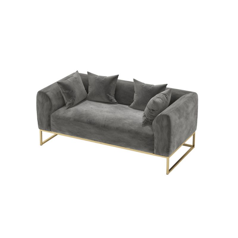 Divano a cornice dorata con cuscino posteriore e braccio di smoking per l'appartamento