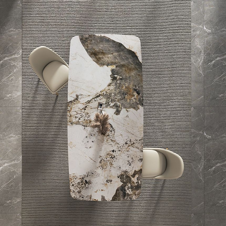 Contemporary Stone Dining Table Rectangle Table with Pedestal Base Clearhalo 'Dining Tables & Seating' 'Dining Tables' 'dining_table' 'furn' 'furn_dining_table' 'Furniture' 'Kitchen & Dining Furniture' 1200x1200_70d4b1d9-6cab-446a-82b1-630261e62a80