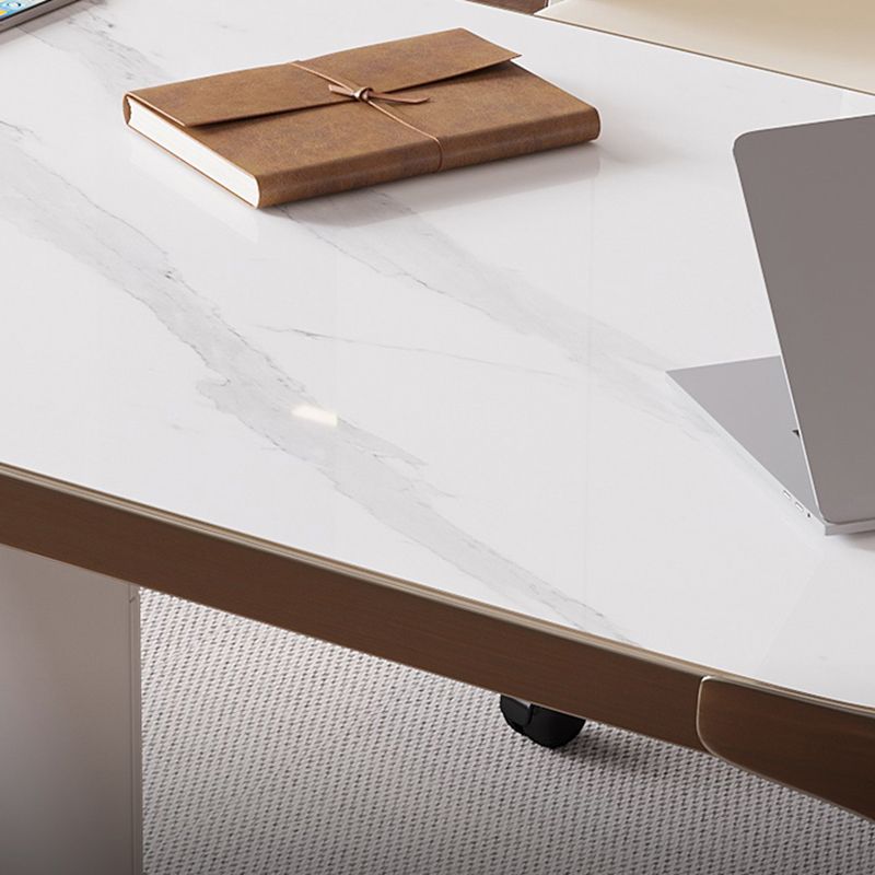 Modern Stone Top Office Desk Free Form Task Desk with 2 Drawers for Home Clearhalo 'furn' 'furn_office_desk' 'Furniture' 'Office Desks' 'Office Furniture' 'office_desk' 1200x1200_70d54cd9-829c-4eee-b6d3-5e3ada346f64