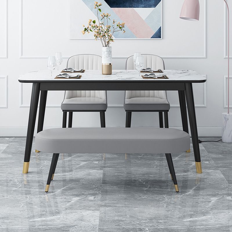 Banc de banc rembourré contemporain avec des jambes en métal avec des jambes métalliques