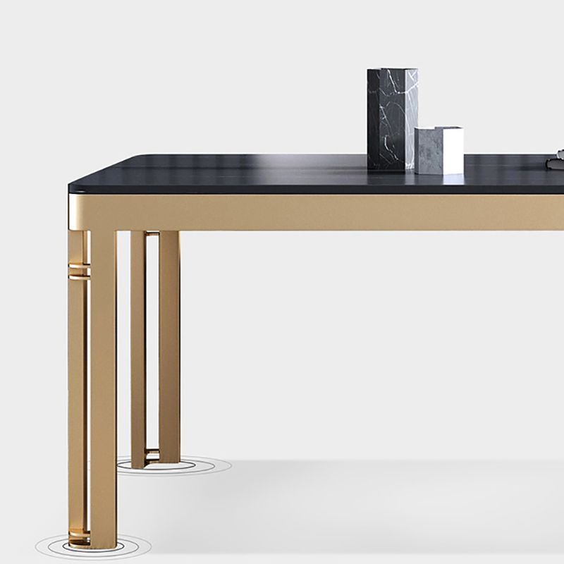 Glam Sintered Stone Home Table Gold Rectangle Dining Table with 4 Legs Clearhalo 'Dining Tables & Seating' 'Dining Tables' 'dining_table' 'furn' 'furn_dining_table' 'Furniture' 'furniture_dining_table' 'Kitchen & Dining Furniture' 'kitchen' 'kitchen_dining_table' 1200x1200_70d9e4cb-e46b-4a7b-a63d-535b86838fee