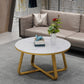 17"H Glam Coffee Table Slate Round Single Coffee Cocktail Table