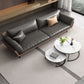 Gray Faux Leather Sofa 31.49" High Square Arm Sofa with Pillows