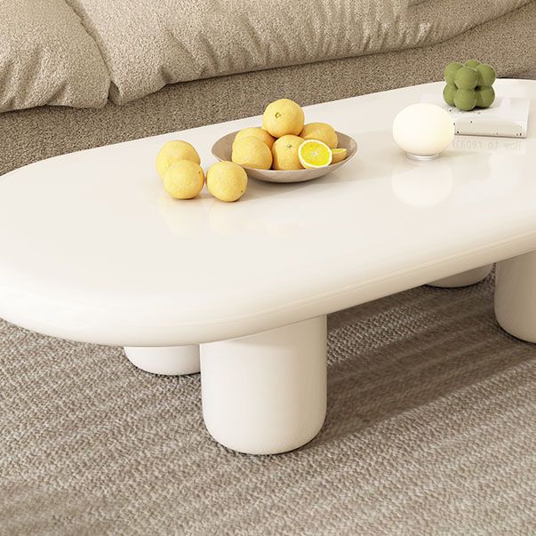 Modern 4 Legs Cocktail Table Oval Engineered Wood Coffee Table - White Clearhalo 'Coffee & Accent Tables' 'Coffee Tables' 'coffee_tables' 'furn' 'furn_coffee_tables' 'Furniture' 'Living Room Furniture' 1200x1200_70de5f6a-7ce0-402c-8e2a-40fa3eab4c66