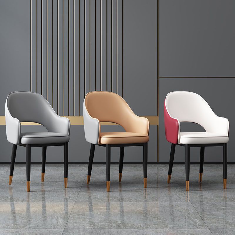 Glam Style Metal Arm Chair Open Back Upholstered Dining Side Chair Clearhalo 'Dining Chairs' 'Dining Tables & Seating' 'dining_chair' 'furn' 'furn_dining_chair' 'Furniture' 'furniture_dining_chair' 'Kitchen & Dining Furniture' 1200x1200_70e06162-7915-45c8-b71c-82c08eb19303