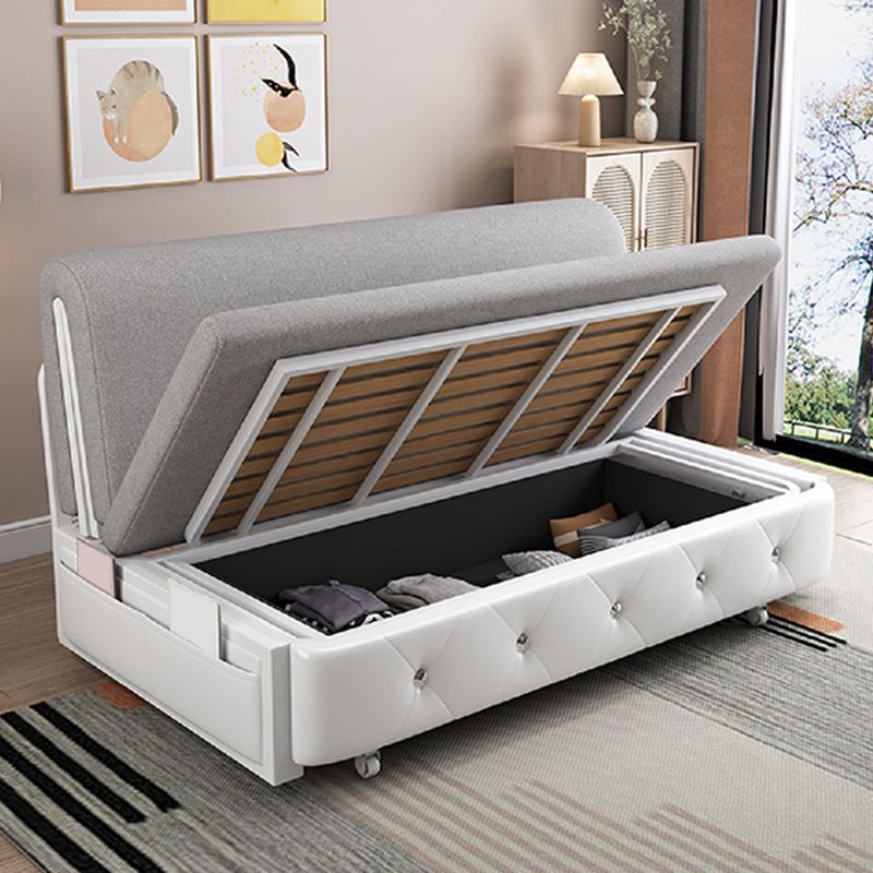 Armless Contemporary Cotton Blend Bed Sofa Couch with Pillows