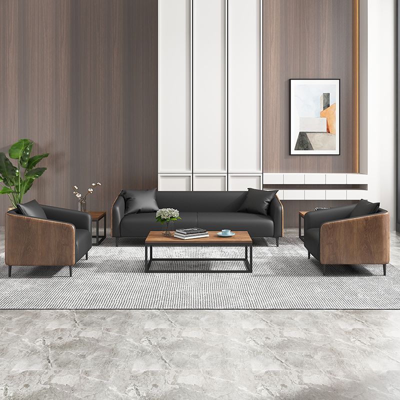 Industrial Cushions Living Room Faux Leather Standard Settee