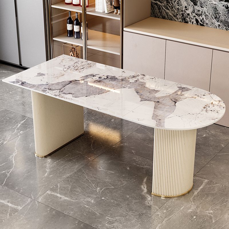 Table à manger de forme gratuite de luxe Table à double base de la maison à double base fixe