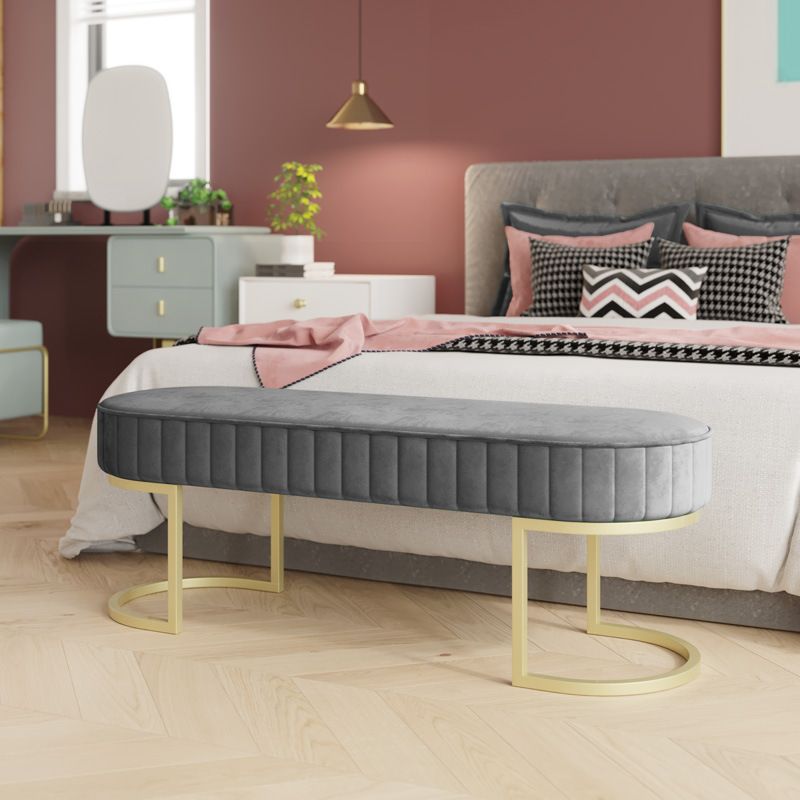 15.7" W Upholstered Ottoman Bench Glam Cushioned Seating Bench Clearhalo 'Benches' 'Chairs & Seating' 'furn' 'furn_benches' 'Furniture' 'Living Room Furniture' 1200x1200_70e1a5d1-953e-4ed8-a7f2-52d5540261d2