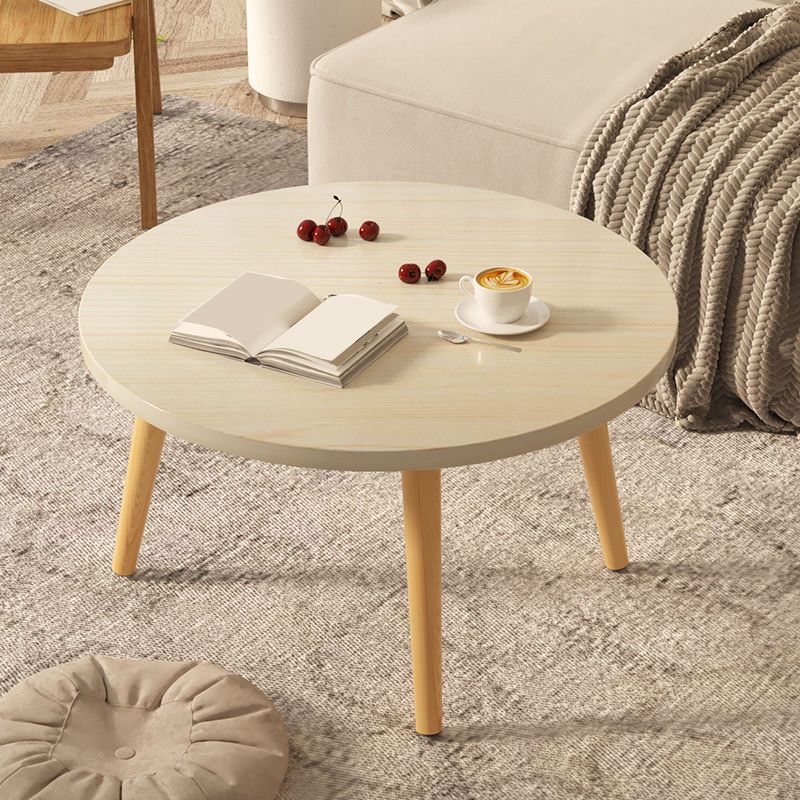 Modern Round Wooden 4 Legs Coffee Table Beige/Black/White Cocktail Table Clearhalo 'Coffee & Accent Tables' 'Coffee Tables' 'coffee_tables' 'furn' 'furn_coffee_tables' 'Furniture' 'Living Room Furniture' 1200x1200_70e26104-2c8f-4795-b07b-a9fd144c29b2