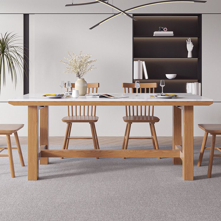 White Stone Top Table Set with Wooden Frame 1/2/5 Pieces Modern Dinette Set Clearhalo 'Dining Room Sets' 'Dining Tables & Seating' 'dining_room_set' 'furn' 'furn_dining_room_set' 'Furniture' 'Kitchen & Dining Furniture' 1200x1200_70e3a5ee-6c58-4039-93a1-9a74e8e769e0