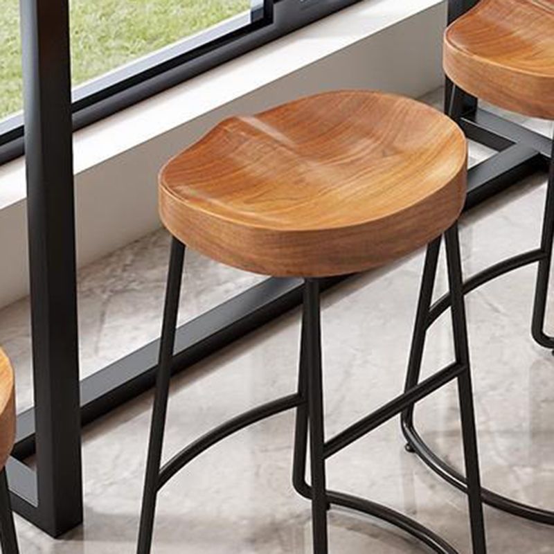 Contemporary Solid Wood Bar Stool Armless Dining Stool with Metal Base Clearhalo 'Bar Furniture' 'Bar Stools' 'bar_stools' 'furn' 'furn_bar_stools' 'Furniture' 'Kitchen & Dining Furniture' 1200x1200_70e6e7f9-ded3-43a6-8368-a7bdc237d448